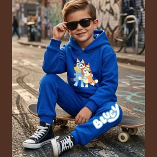 Conjunto Infantil Moletom Menino Cartoon Cachorrinho Fofo Com Capuz Azul Royal Roupa Infantil Inverno 1 a 10 Anos em Oferta na Shopee
