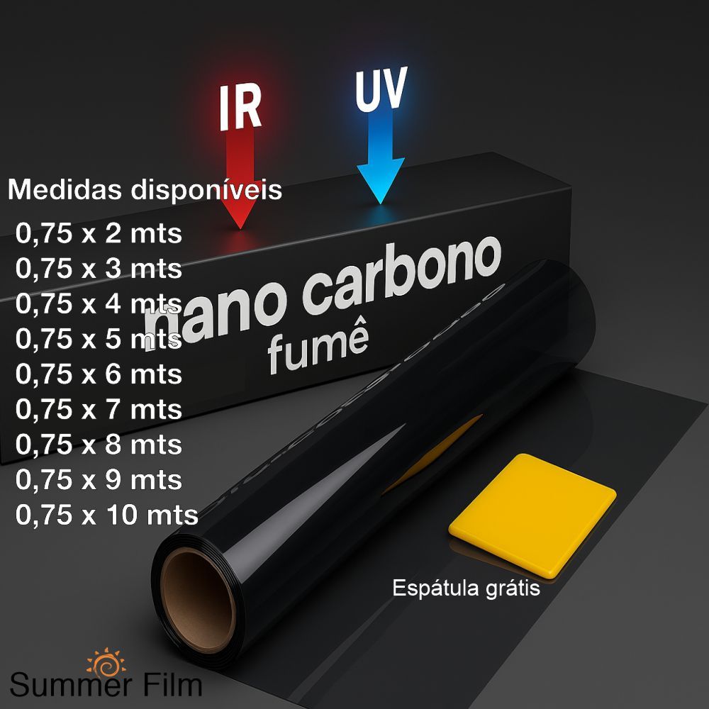 Insulfilm Nano Carbono 75 CM Película Fumê Grafite G5 G20 G35 Automotivo Residencial Privacidade Redução de Calor