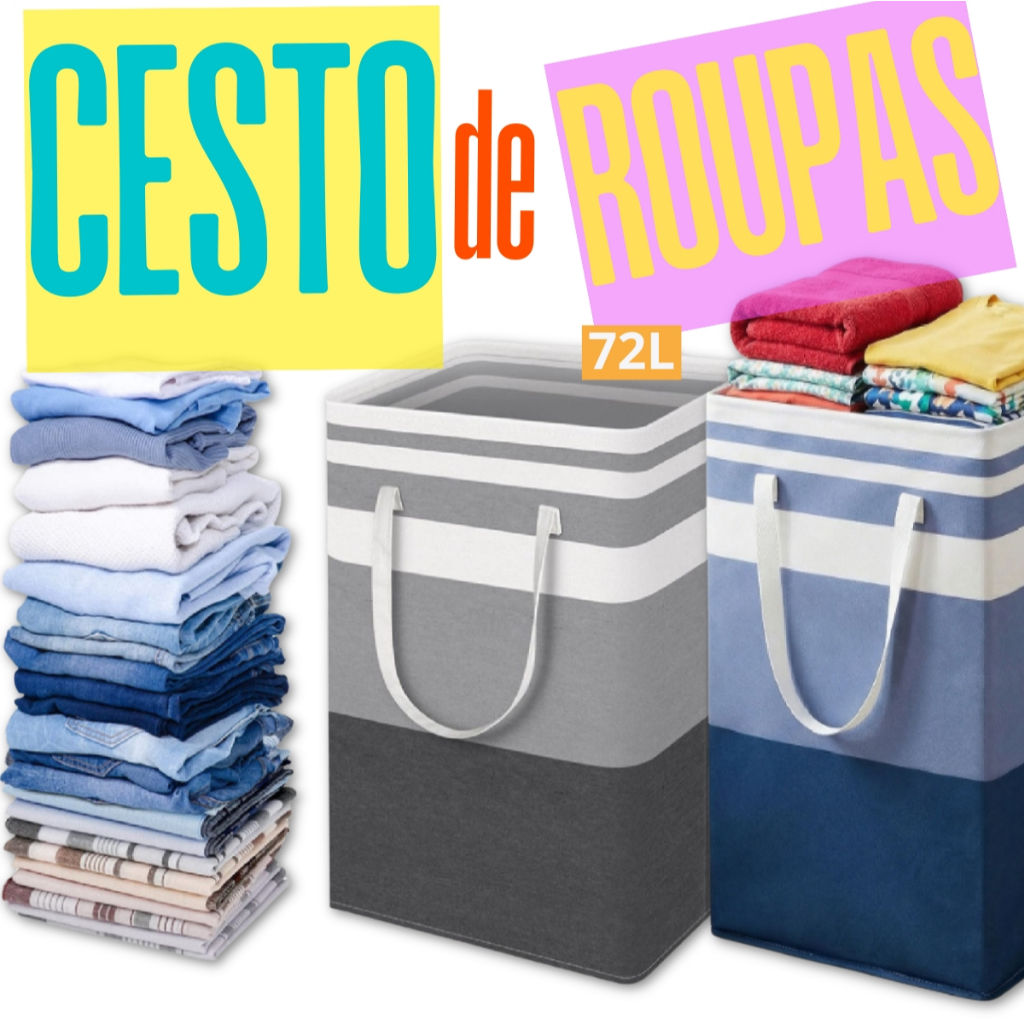 Cesto de Roupa Suja 72L Dobrável Retrátil Multiuso em Oferta na Shopee