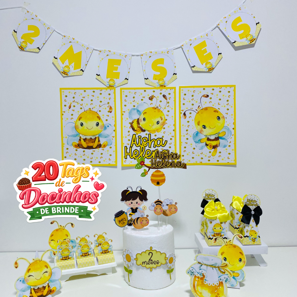 Kit Festa Só Um Bolinho Abelhinha – Decoração e Lembrancinhas Personalizadas para Aniversário