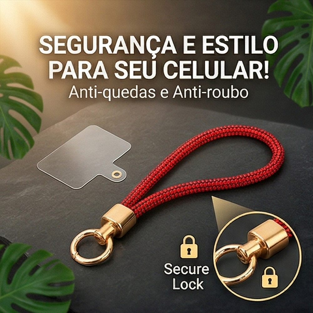 Cordão de Celular Cristal Luxo Pulseira Anti-queda com Fecho de Metal Reforçado Acessório Universal