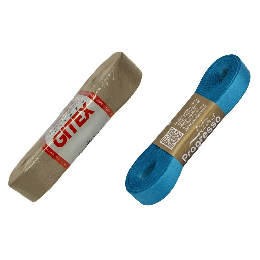 Kit 10 Fitas de Cetim nº3 15mm x 10 metros Presentes Artesanato COR TURQUESA E KAQUI em Oferta na Shopee