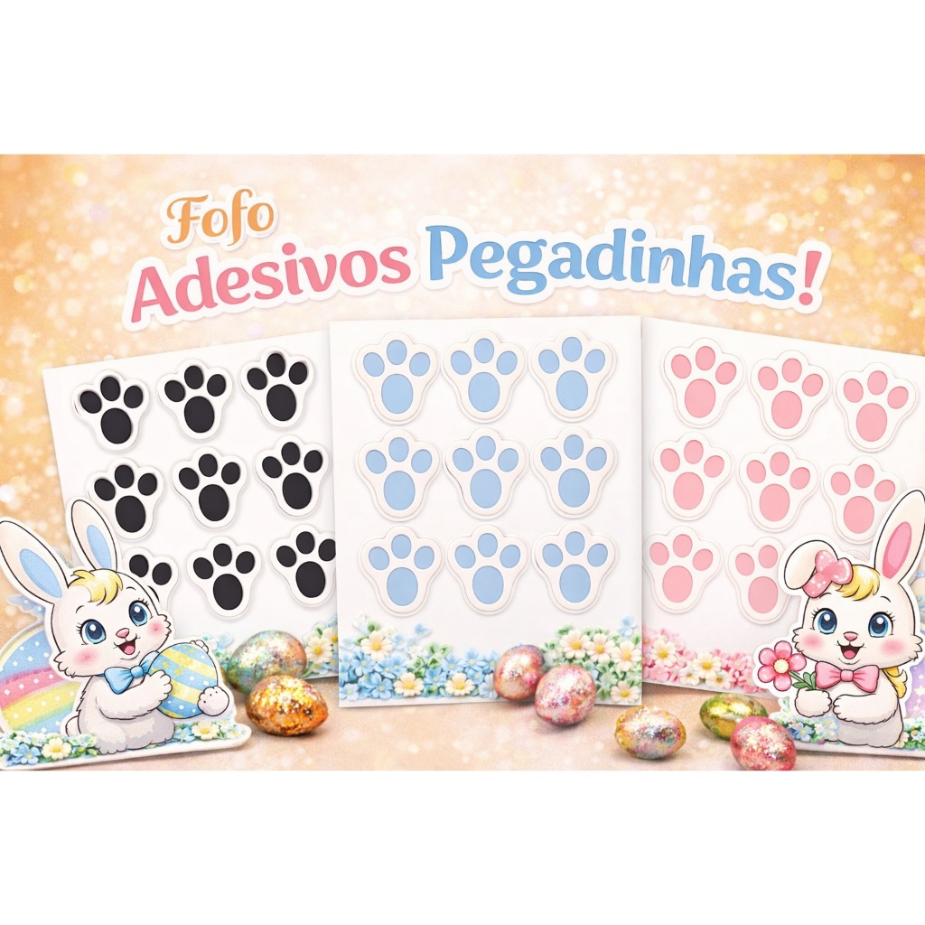 100 Patinhas Coelho da Páscoa Pegadas brincadeira infantil