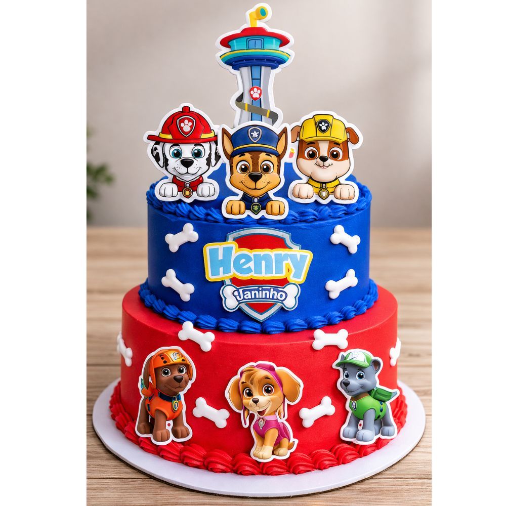 Topo de bolo personalizado patrulha canina, decoração para bolos, aniversário infaltil, mesversário