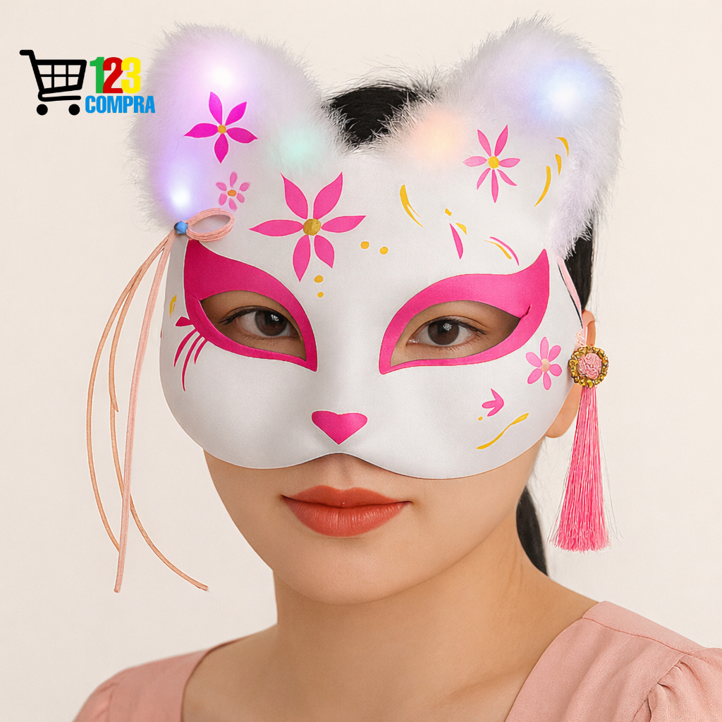 Máscara Kitsune Glow – Cosplay Premium