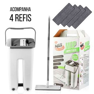 Rodo Mop Flat Esfregão kit 2 ou 4 Refil Mopi Rodo Magico Lava e Seca e Limpa Facil com Balde em Oferta na Shopee