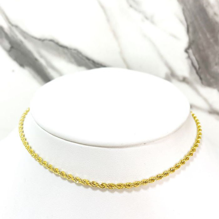 Colar Choker Cordão Baiano Fino Torcido Banhado a Ouro 18k