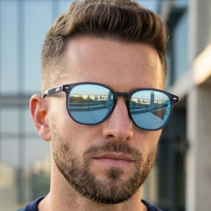 Óculos de Sol Quadrado Elegante Premium Unissex Uv400 Espelhados em Oferta na Shopee