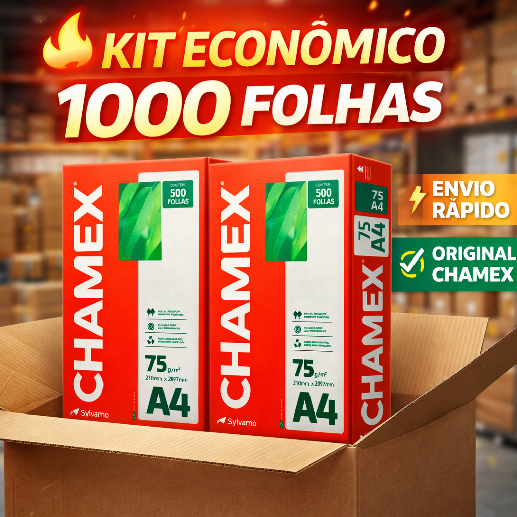 1000 Folhas de Papel Sulfite Oficio A4  Resma  Chamex