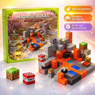 Blocos Magnéticos tipo Minecr 45 78 100 143 Peças para montar 🧲 Criativo Infantil Educativo Imã Forte em Oferta na Shopee