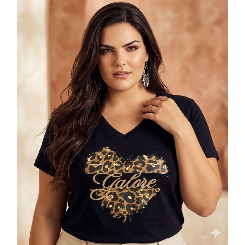 Blusa Feminina Estilosa Casual  manga curta veste 36 ao 46 preta PROMOÇÃO em Oferta na Shopee