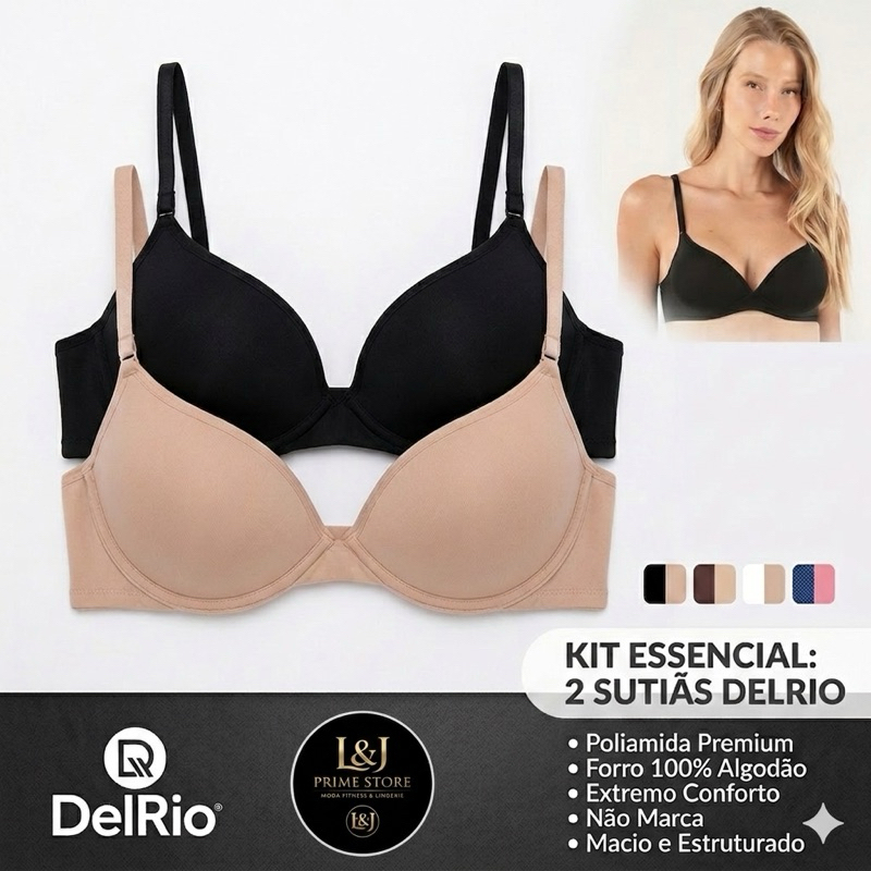 Kit 2 Sutiãs DelRio Poliamida Com Bojo em Oferta na Shopee