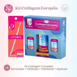 Kit Cutilagem Europeia Removedor + Esfoliante + Hidratante + Espátula cutícula King Cora em Oferta na Shopee
