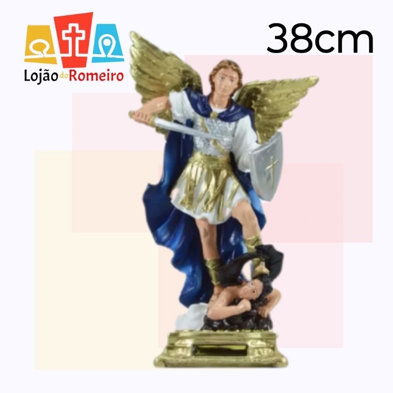 São Miguel inquebrável azul 38cm. PODE MOLHAR