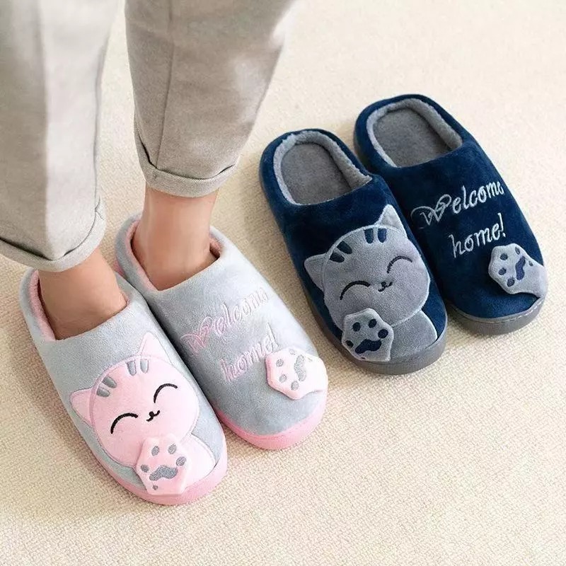 Chinelo Pantufa Gatinho Quentinha Antiderrapante Inverno Frio Macia Confortável