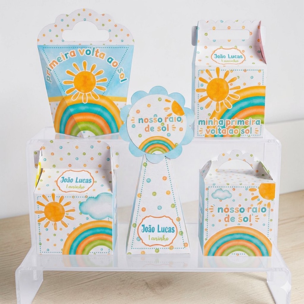 Kit Festa MINHA PRIMEIRA VOLTA AO SOL Personalizado (PEGUE E MONTE) | Lembrancinhas e mimos para aniversário