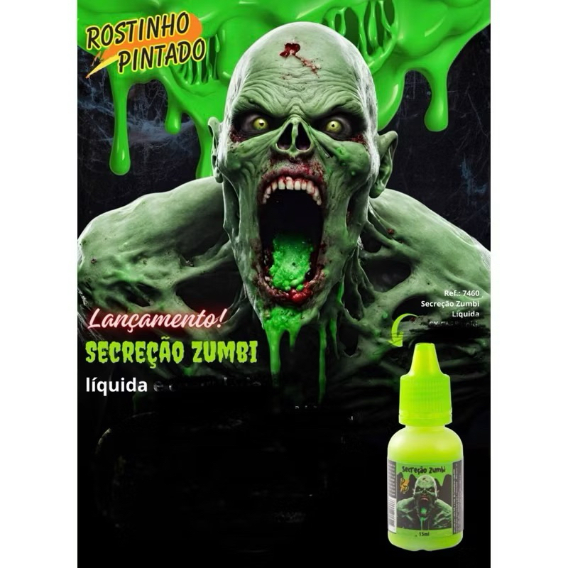 SANGUE ARTIFICIAL ZUMBI | 15ML | PEGADINHA | FAKE | FALSO | GOSMA VERDE | FESTA FANTASIA | HALLOWEEN | DECORAÇÃO DE MAKE