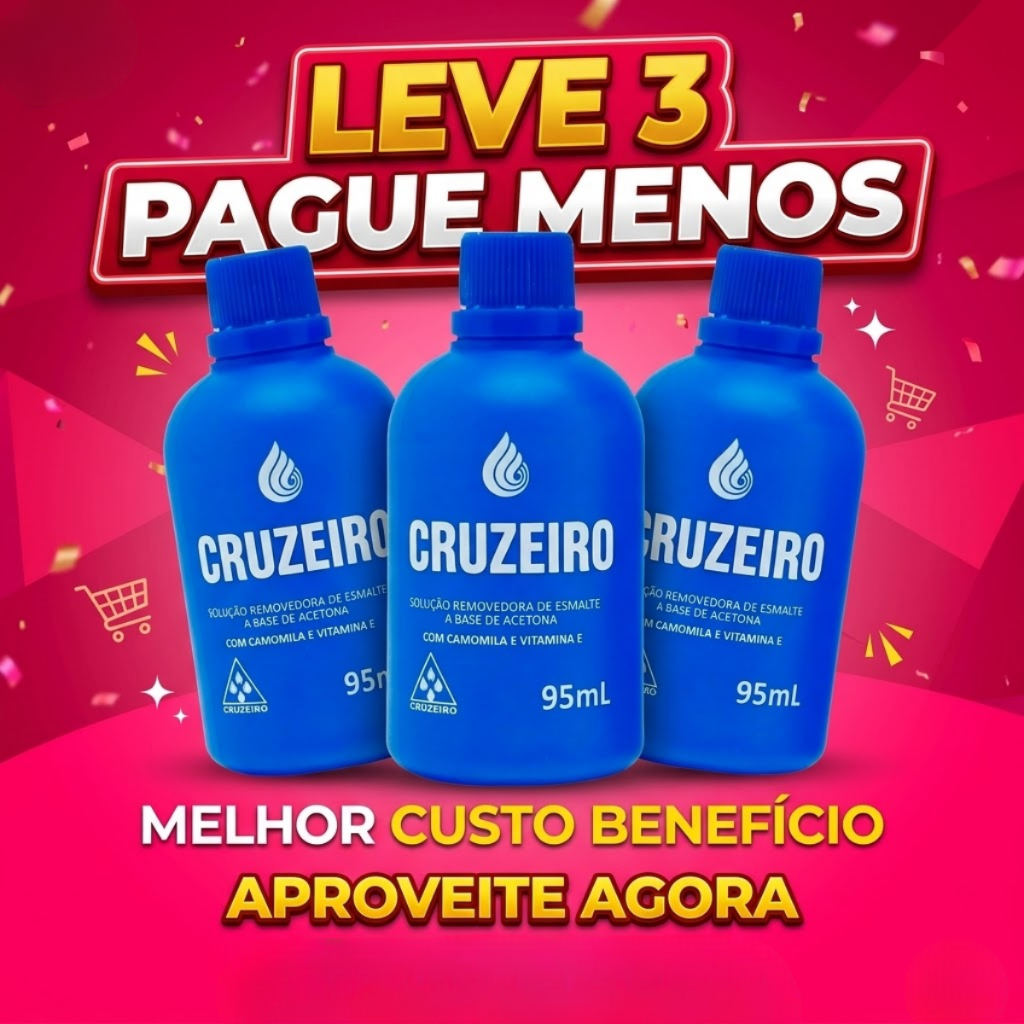 Linha Unhas - 3 removedor de esmalte  Cruzeiro 95ml