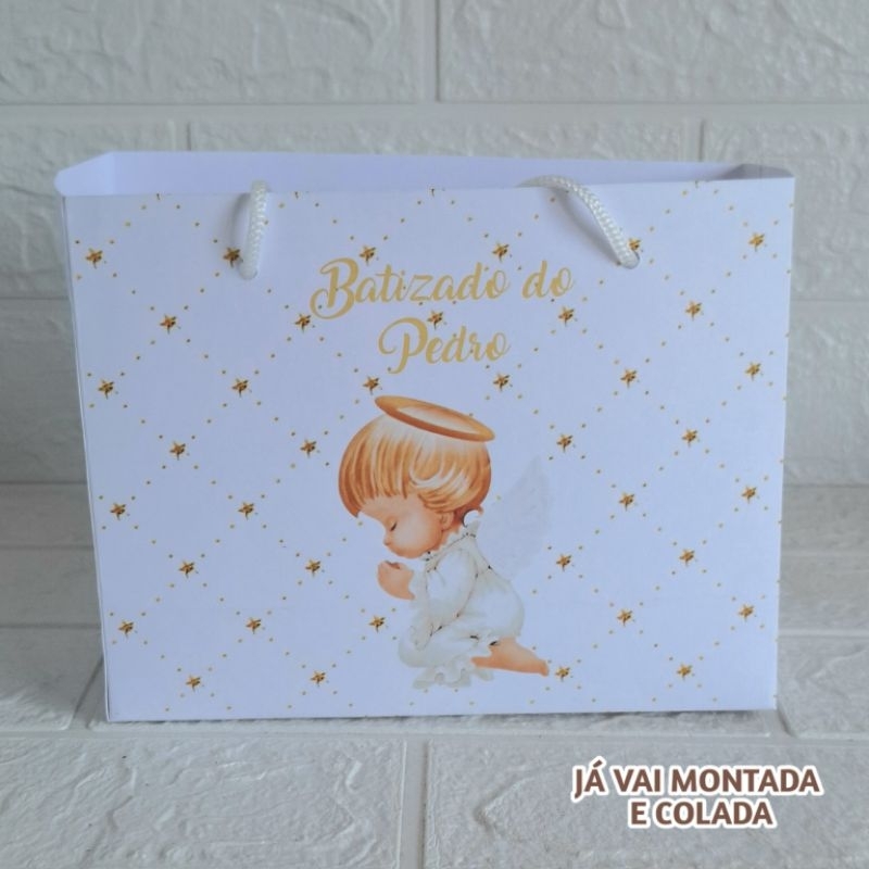 Sacolinha Personalizada Batizado ( já vai montada) Lembrancinha |Aniversário |Festa Infantil