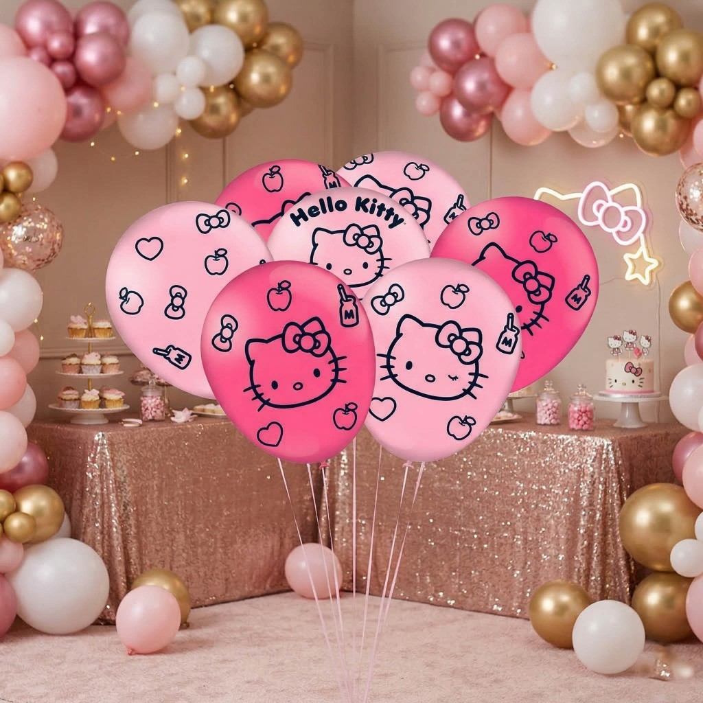 25 Bexigas Balão de Festa Decorado Hello Kitty 9" 23cm
