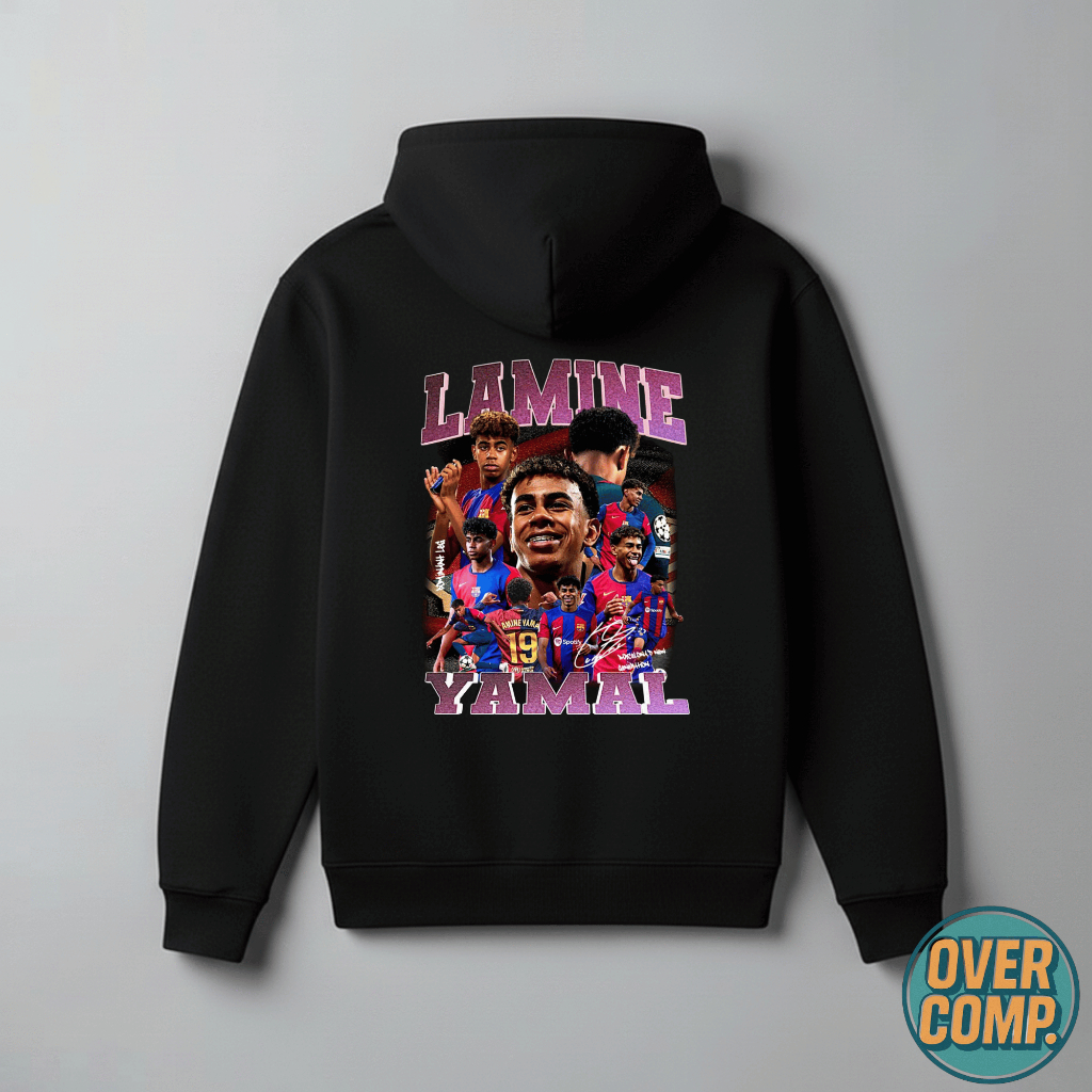 Moletom Canguru Lamine Yamal Barcelona Bootleg Streetwear Camisa Futebol Algodão Estampa Jogador