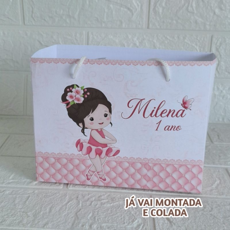 Sacolinha Personalizada Bailarina ( já vai montada) Lembrancinha |Aniversário |Festa Infantil