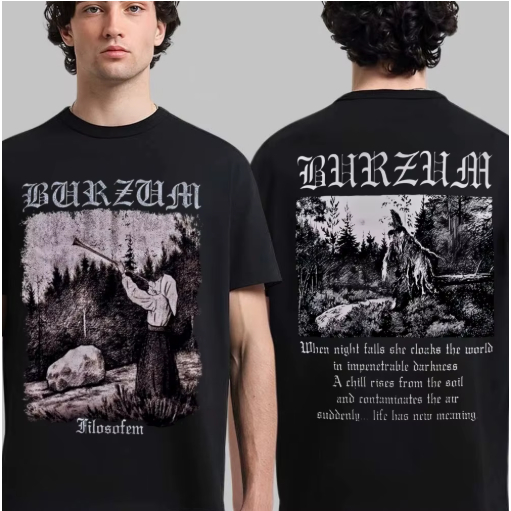 Camiseta Camisa Banda BURZUM black metal Algodão Unissex Adulto infantil