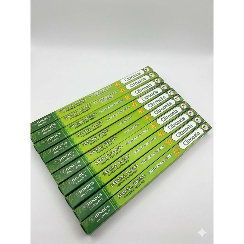 Kit 10 Caixas Incenso Citronela Natural c/ 80 varetas Repelente Mosquitos Dengue Ambiente Harmonioso Relaxante Paz