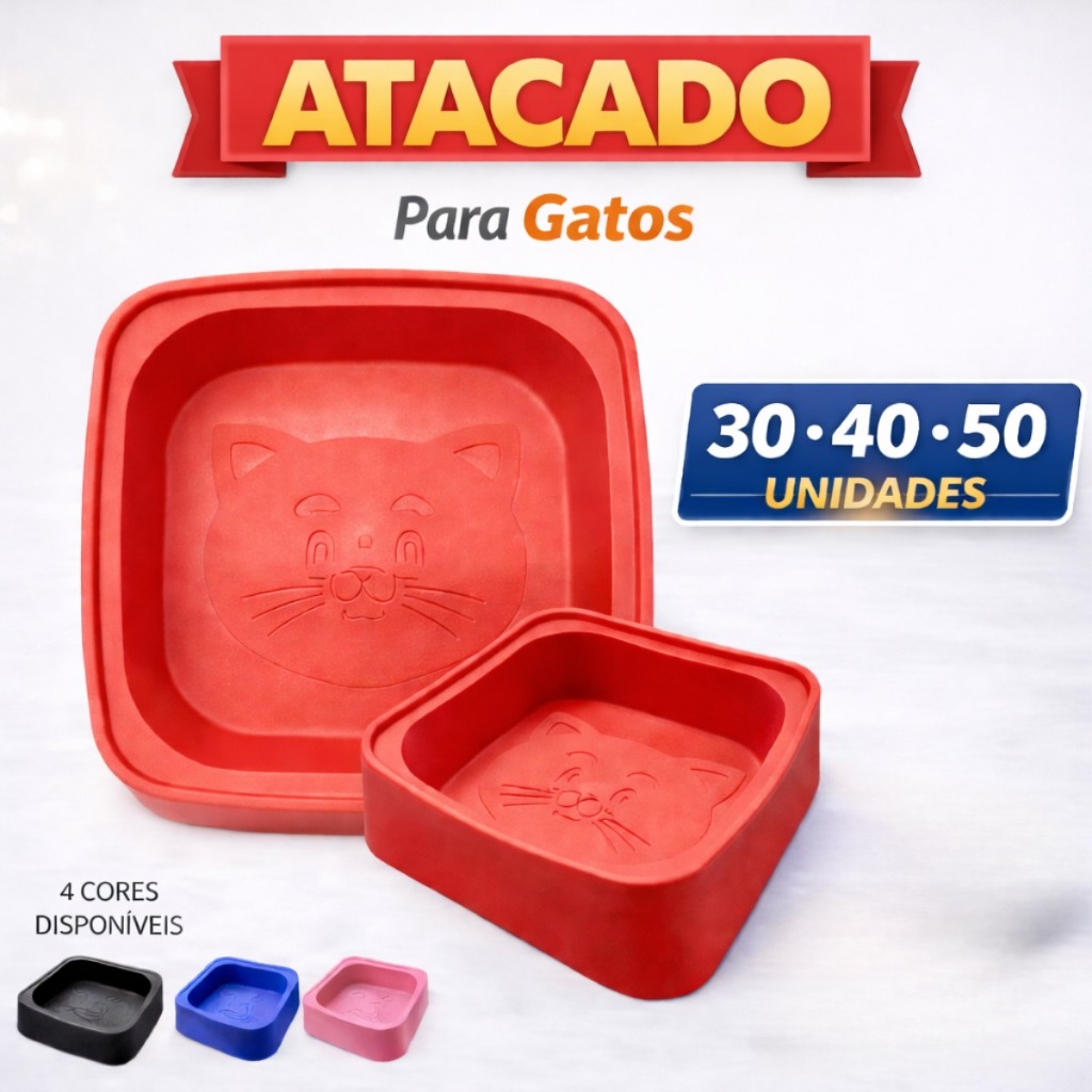 Comedouro para Gatos Atacado 30 40 50 Unidades Pote Ração Pet Revenda Barato