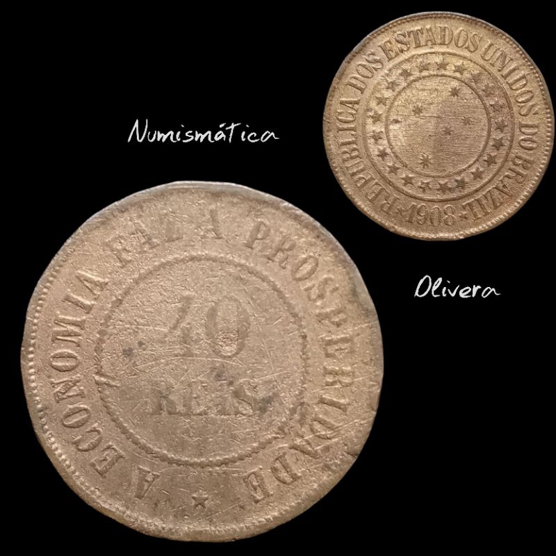 L: 0224 - Moeda antiga Brasil 40 réis 1908.
