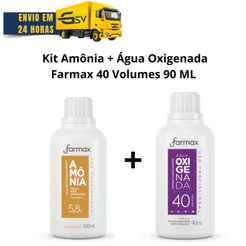 Kit Descolorante Amônia 100 Ml + Água Oxigenada Farmax 90 Ml 40 Volumes