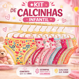 Kit 10 Calcinhas Infantil de Algodão Calcinha para Criança em Oferta na Shopee