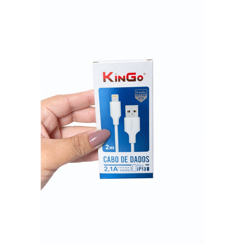 Cabo USB para Lightning Kingo 2m Carregamento Rápido Resistente Compatível iPhone