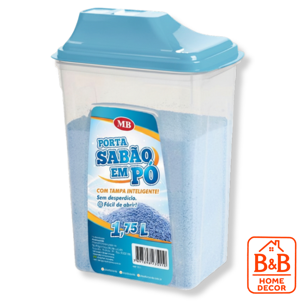 Porta Sabão em Pó Dispenser Dosador 1,75L ou 1KG Organizador Lavanderia Vedação Forte Não Empedra