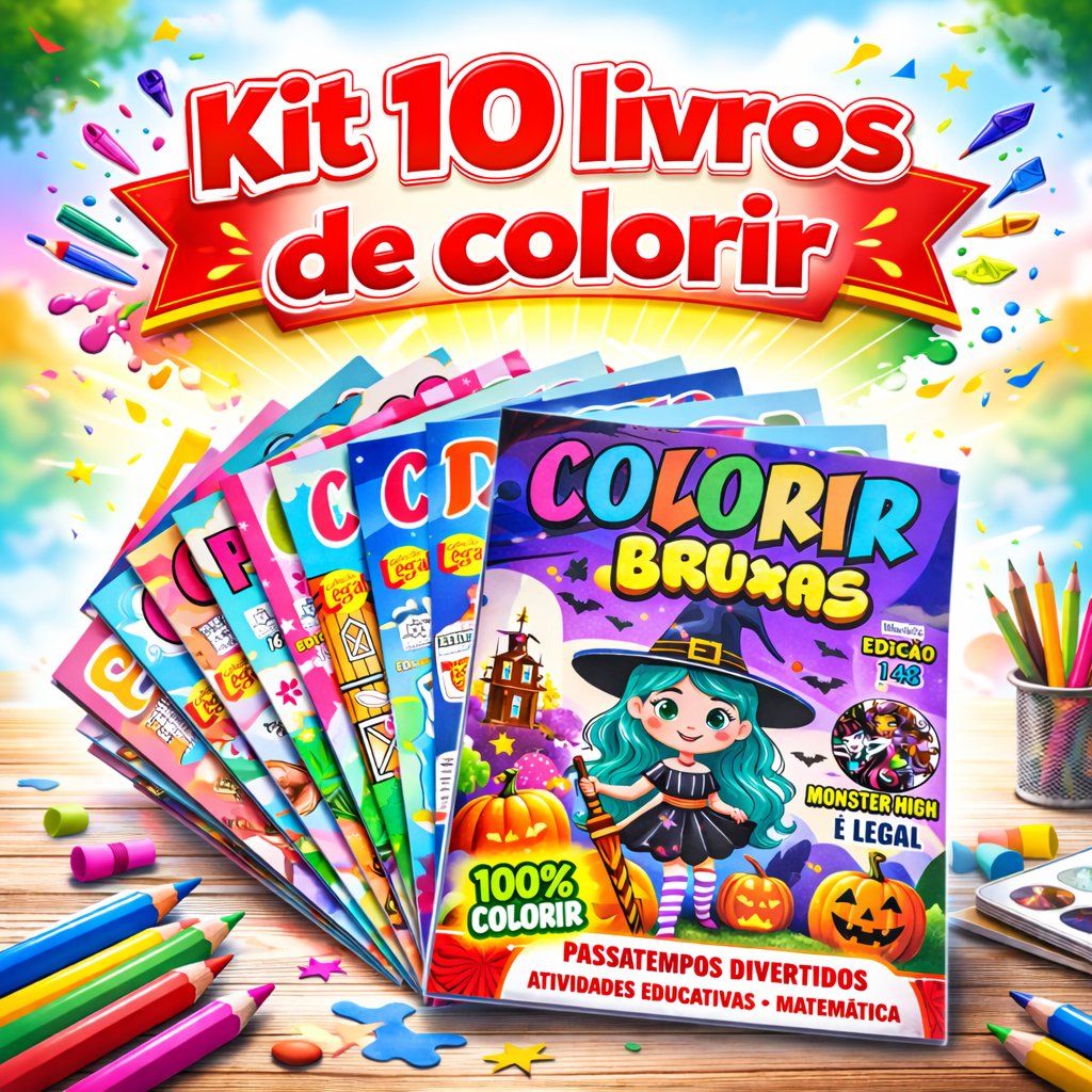 Kit 10 Revistinha Livro educativo de Colorir Infantil p/ Kit Festa Lembrancinha Prenda