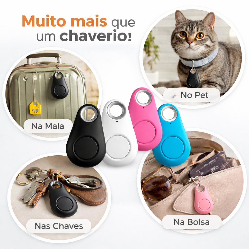 Rastreador Bluetooth Anti Perda Tag Inteligente Localizador de Chaves Mala Bolsa Android iOS