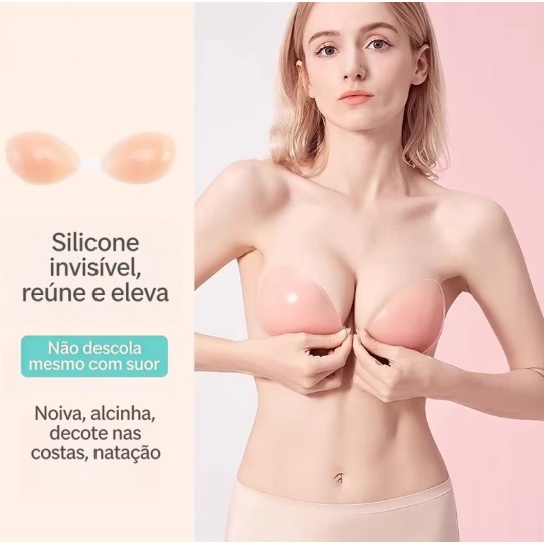Sutiã Adesivo De Silicone Invisível Push Up Reutilizável Un Bra em Oferta na Shopee
