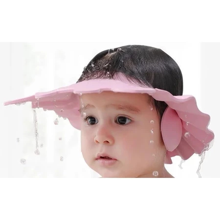 Kit com 2 Chapéu de Banho Bebê Protetor Lava Cabeça Ajustável – Rosa