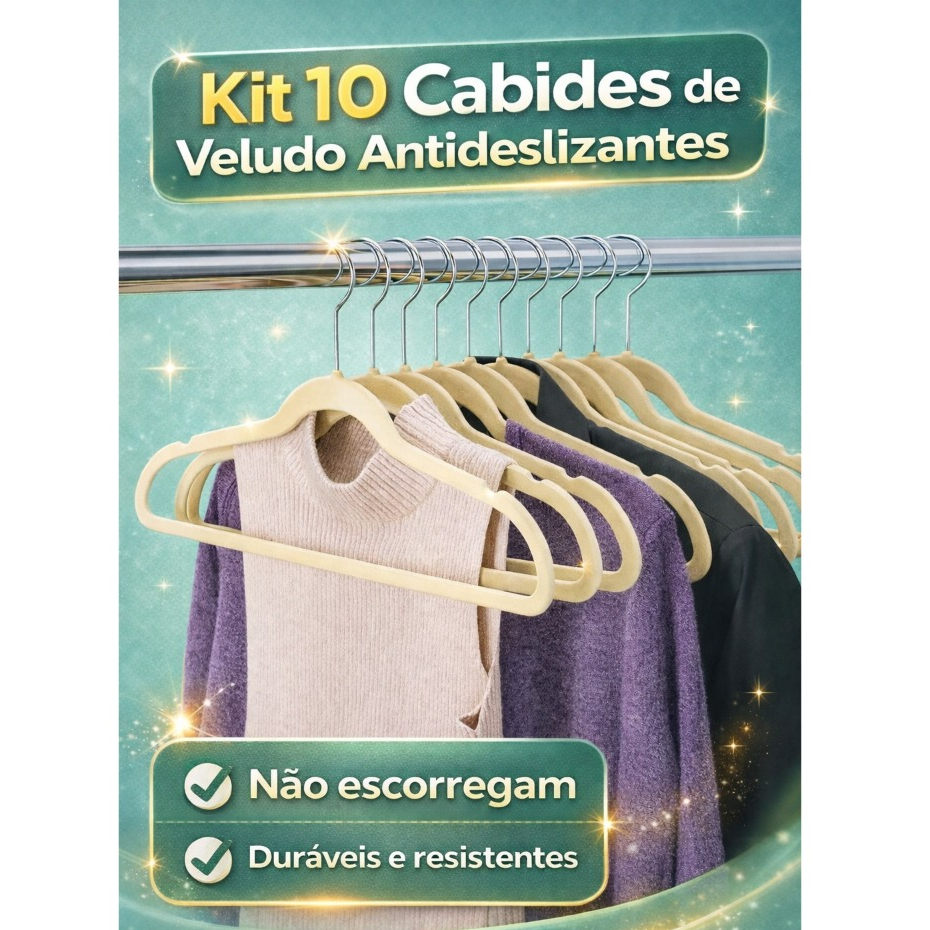 Kit 10 Cabide Adulto RRister Veludo Slim Ultra Fino Não Escorrega