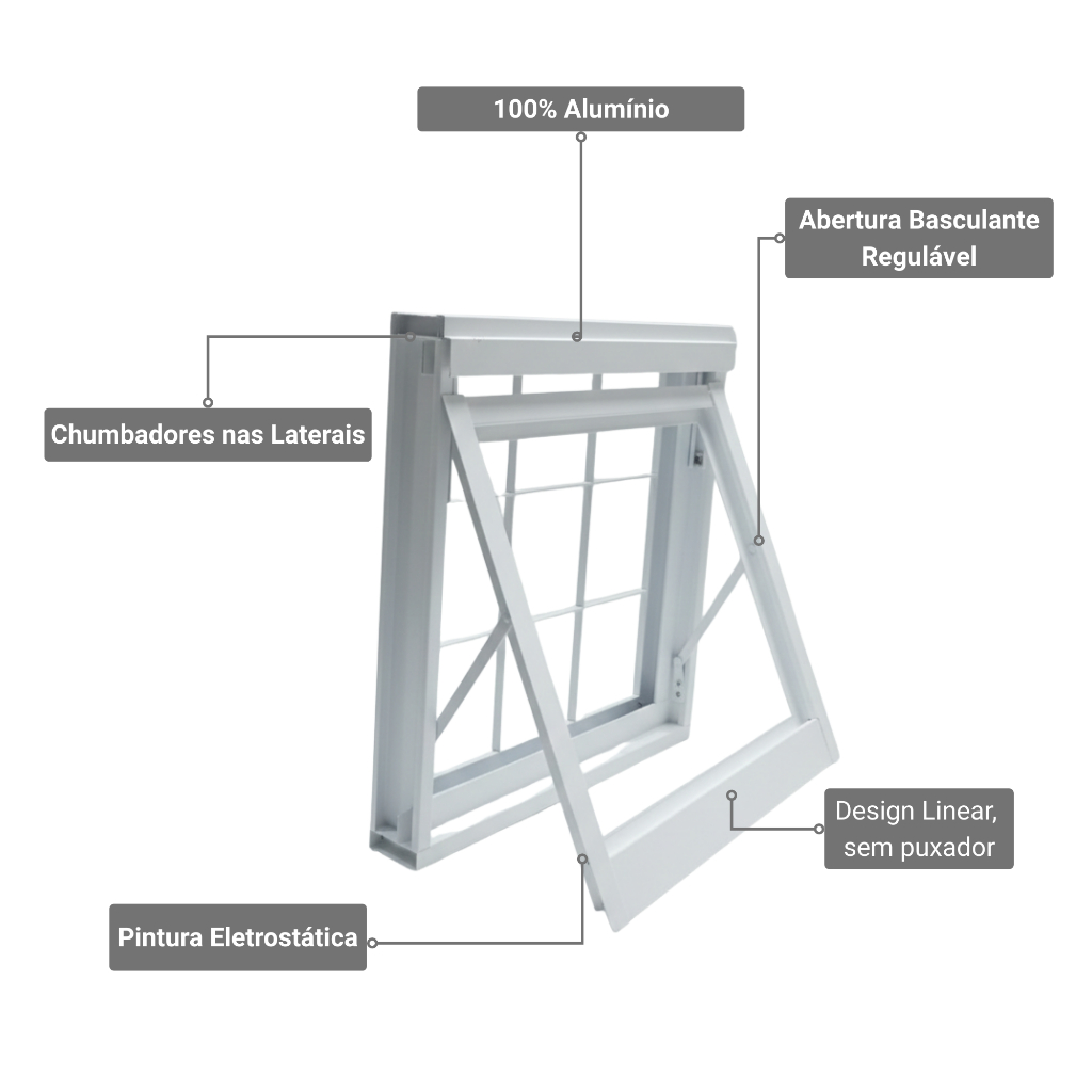 Vitro Basculante 50x50 Preto Branco com Grade Janela Alumínio p/ Banheiro Envio Rápido em Oferta na Shopee