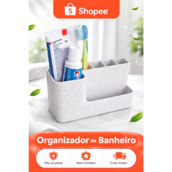 Organizador de Escovas de Dente e Creme Dental | Porta Escova para Pia e Bancada do Banheiro – Uso Familiar