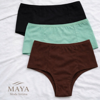 Kit Calcinha Pala Dupla Segura Barriga Pós Parto Cós Alto Microfibra Premium em Oferta na Shopee