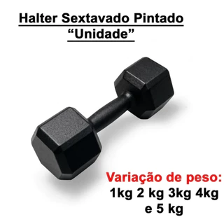 Halter Sextavado Pintado Unidade 1 a 5 kg One Life Sports Treino em Casa Musculação Funcional Peso