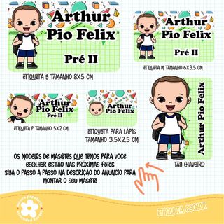 ETIQUETA ESCOLAR EM VINIL LAVAVÉL COM MASCOTE "INFORMAÇÕES IMPORTANTES ESTÃO NA DESCRIÇÃO" ENVIO EM 15 DIAS ÚTEIS
