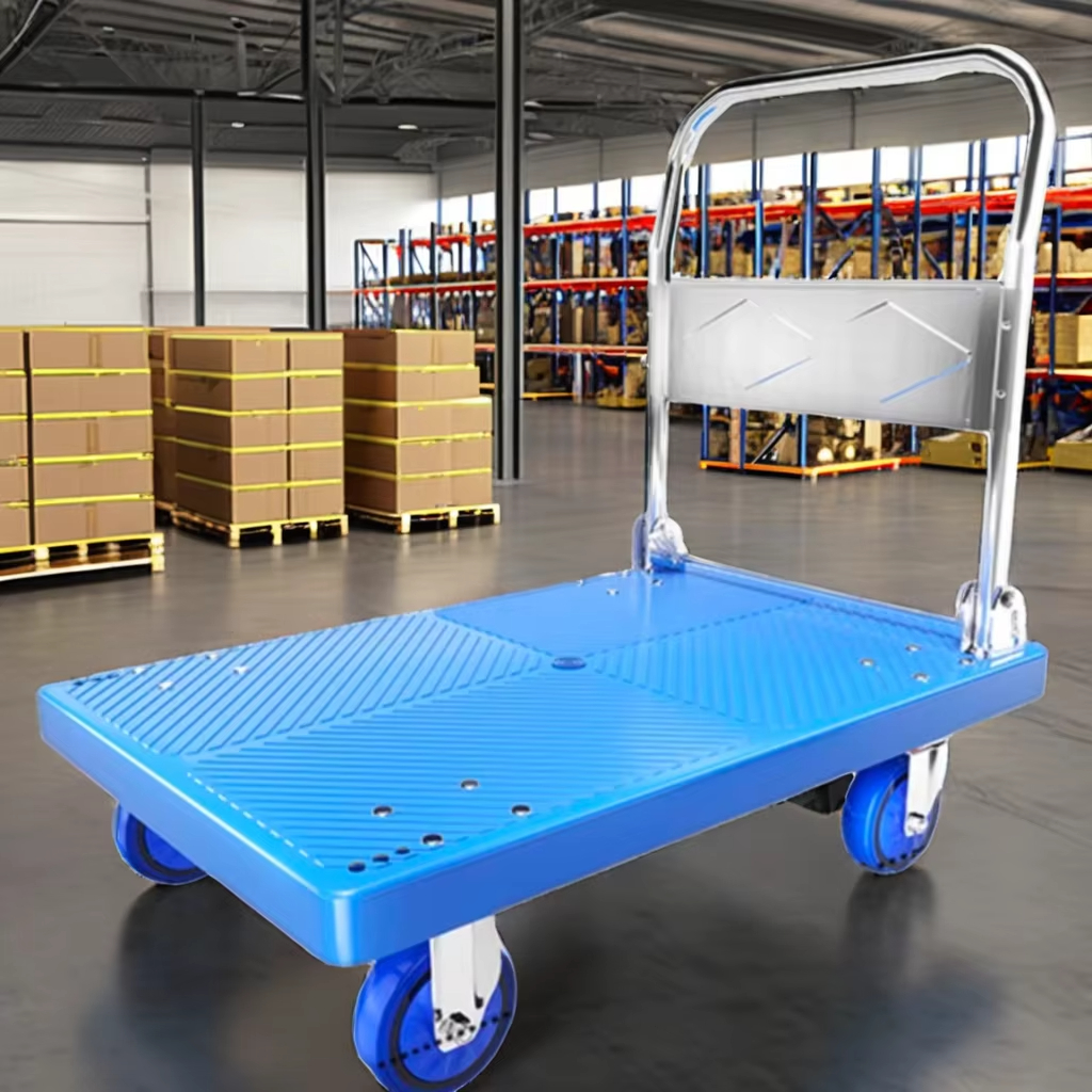 CARRINHO CARGA PLATAFORMA 150KG 4 RODAS DOBRAVEL MULTIFUNCIONAL TRANSPORTE ARMAZEM BASE REFORCADA