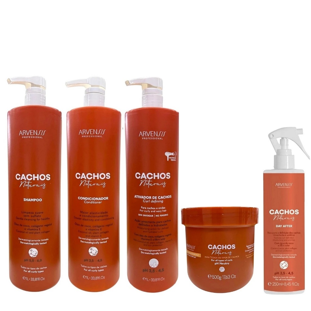 Kit Arvensis Cachos Naturais - Shampoo & Condicionador & Ativador De Cachos 1L + Geleia Suave 500g + Day After 250ml