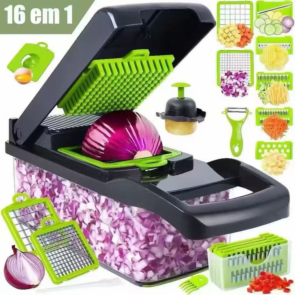 Cortador Multifuncional 16 Peças Fatiador De Verduras E Legumes Utensílio De Cozinha em Oferta na Shopee
