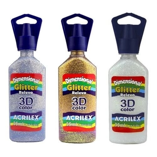 Tinta Dimensional Glitter Relevo 3D Acrilex 35ml