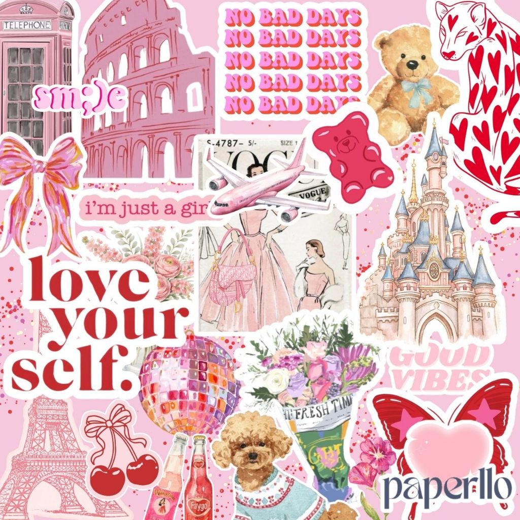 61 Adesivos Pink Love À prova d'água Para Colagem e Personalização Capinhas Garrafas Journal Scrapbook em Oferta na Shopee