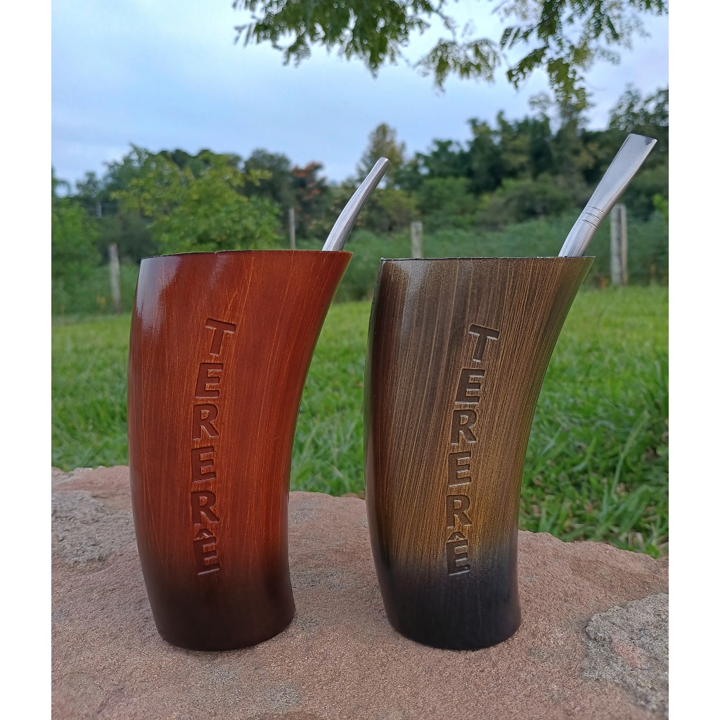 Copo De Terere Guampa Plástico Com Bomba Inox Mate Gelado Cuia Polipropileno